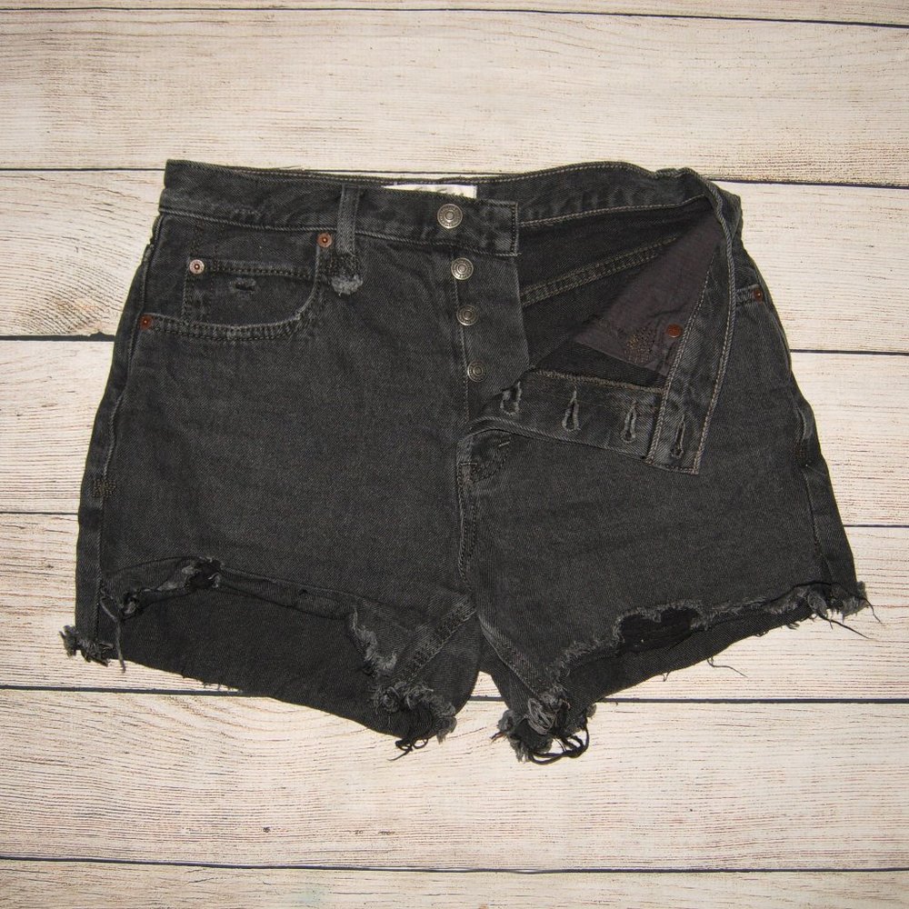We The Free Black Button Fly Cut Off Shorts 27